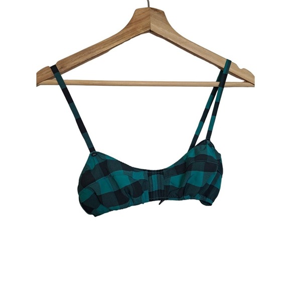 aerie Tops - Aerie w/ American Eagle Plaid Black & Green Wireless Bralette Size M